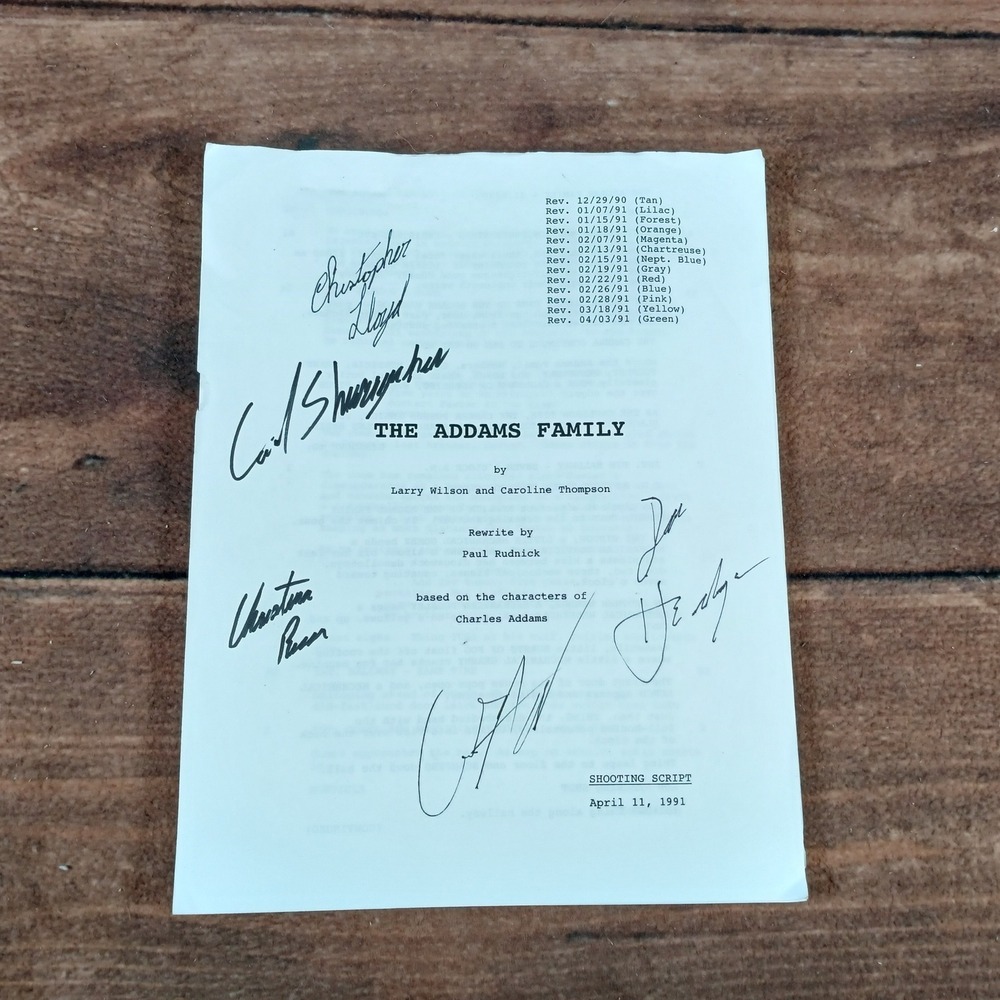 Addams Family Script Signed‎ Autographed Christopher Lloyd Christina Ricci